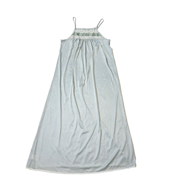 St Michael M&S 80's Vintage Light Blue & White Nightie Womens UK S EU 36