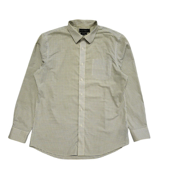 Ralph Lauren White & Blue Check Fitted Shirt Uk Men's Large DD816
