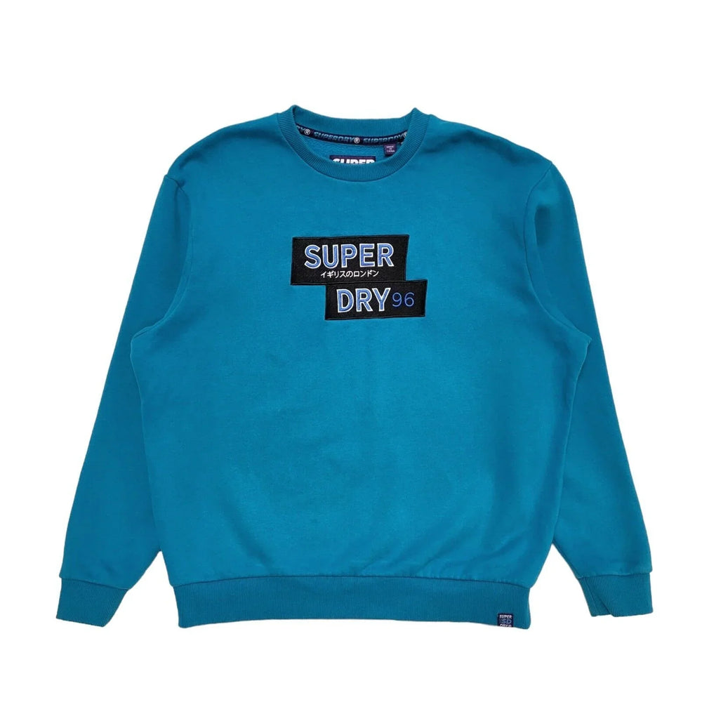 Superdry Sweatshirt Crew Neck Long Sleeve Blue Womens Size 10 G408