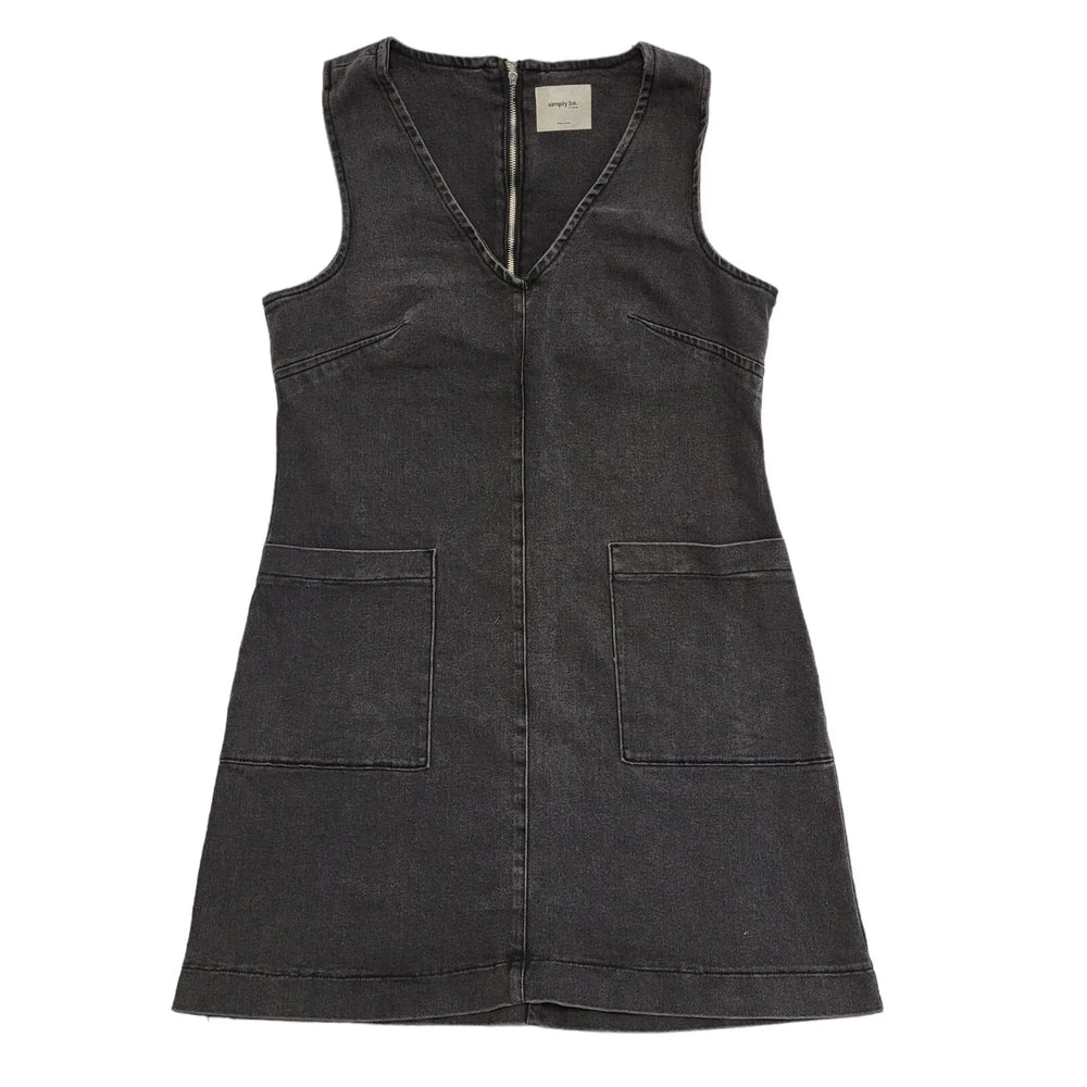 Simply Be Black Sleeveless Denim Dress Uk Women's Size 16 DD282