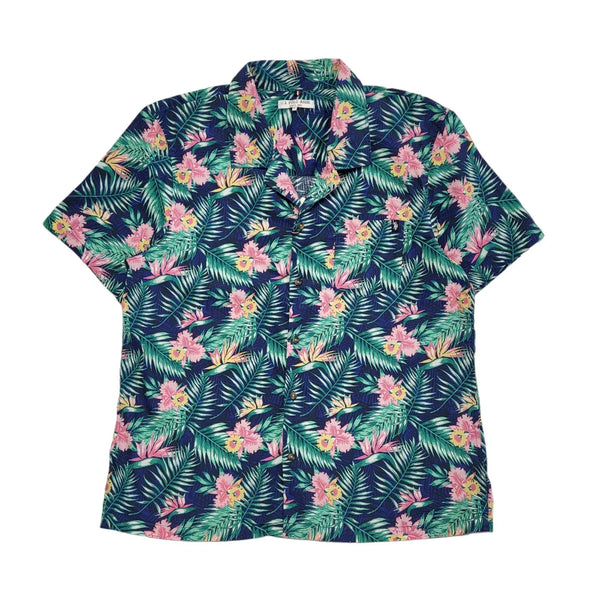 US Polo Assn Blue Pink Floral Short Sleeve Shirt Uk Men's Size XL DD581