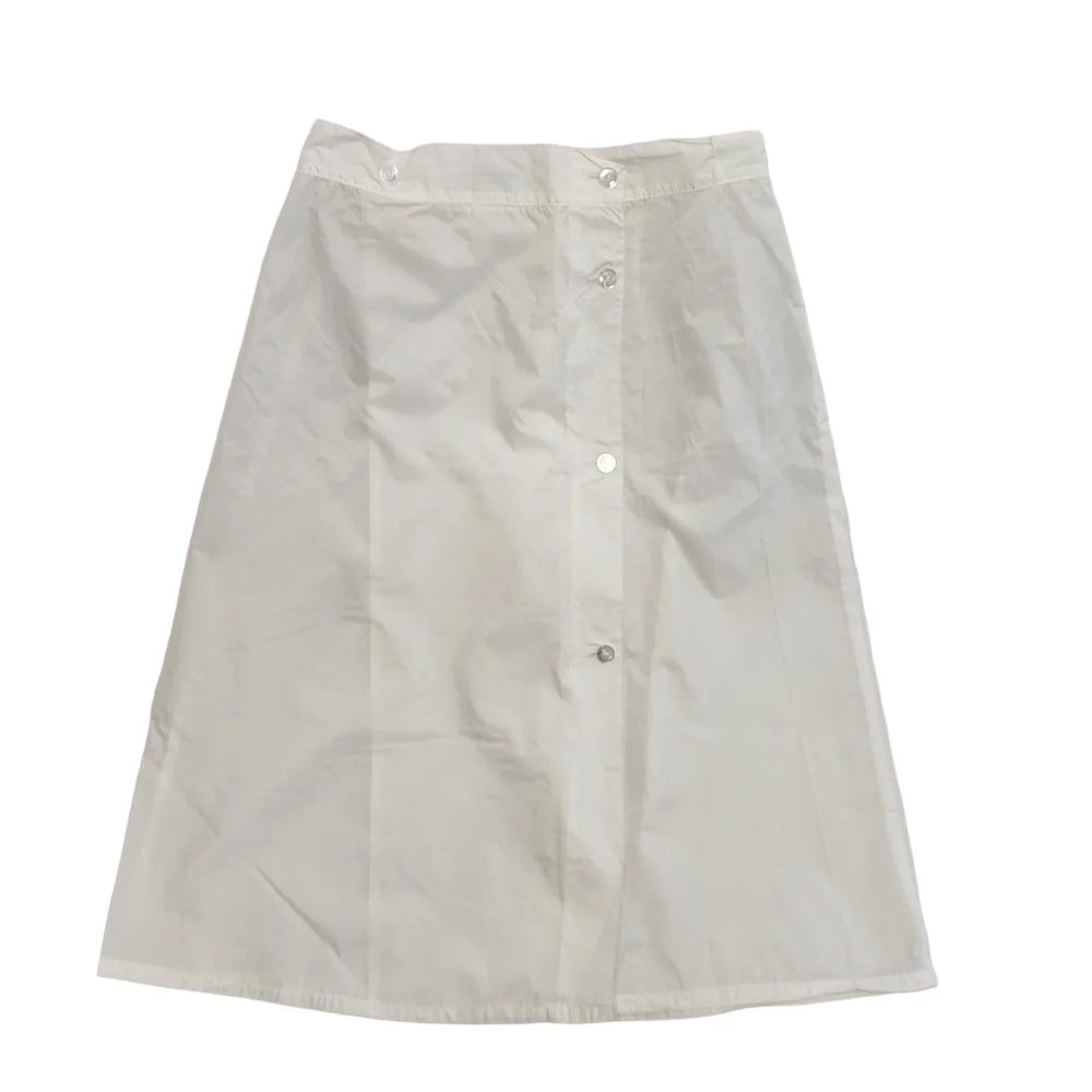 Nylontex Vintage 80's White Nylon Button Midi Skirt Womens UK Size 12 W29-30