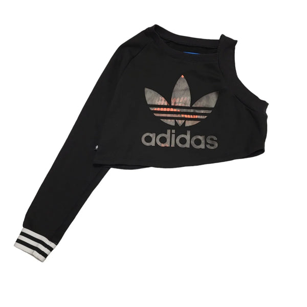 Adidas Sweatshirt Black One Sleeved  Womens UK Size 12 BB537
