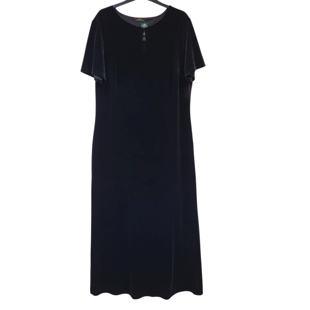 Marks & Spencer Black A-Line Velour Dress Uk Women's Size 18 bnwt L789