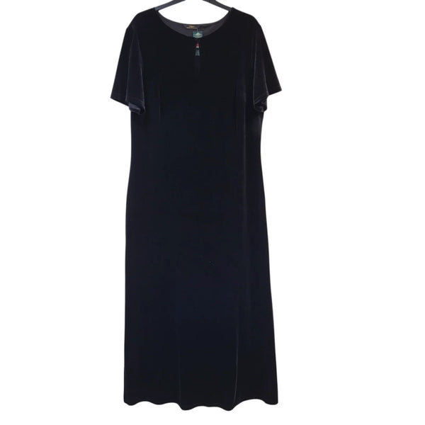 Marks & Spencer Black A-Line Velour Dress Uk Women's Size 18 bnwt L789