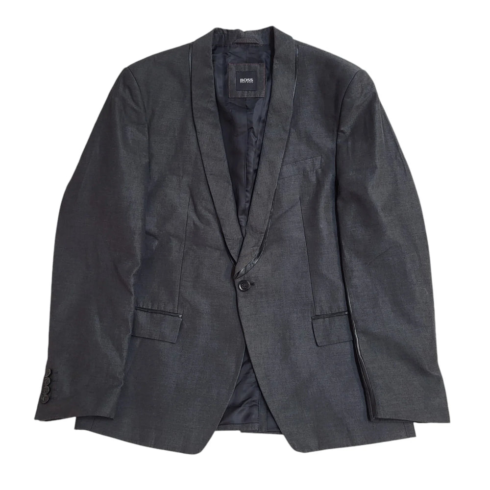 Hugo Boss Dark Grey Wool Slim Fit Suit Blazer Jacket Uk Men's Size L 42" EE306