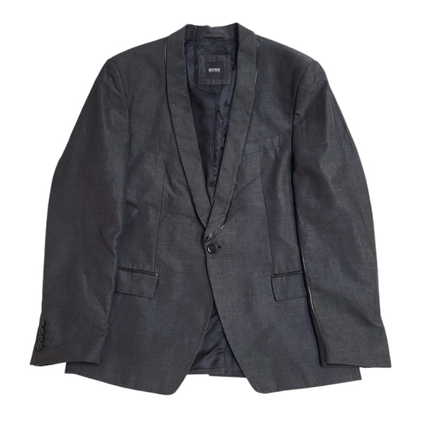 Hugo Boss Dark Grey Wool Slim Fit Suit Blazer Jacket Uk Men's Size L 42" EE306