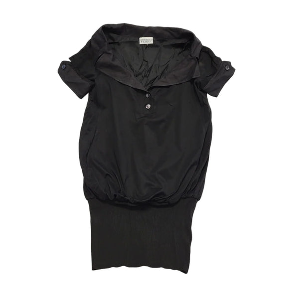 Pretty Lavish Black Duchess Balloon Sleeve Top UK Women's M 10 Bnwt K476