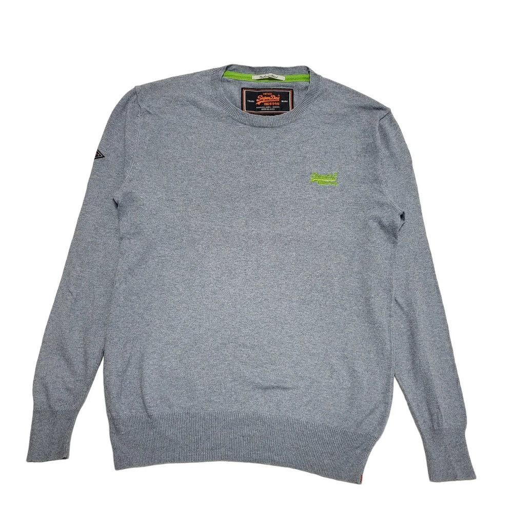 Superdry Light Blue Crew Neck Long Sleeve Slim Fit Jumper Uk Men's L k547