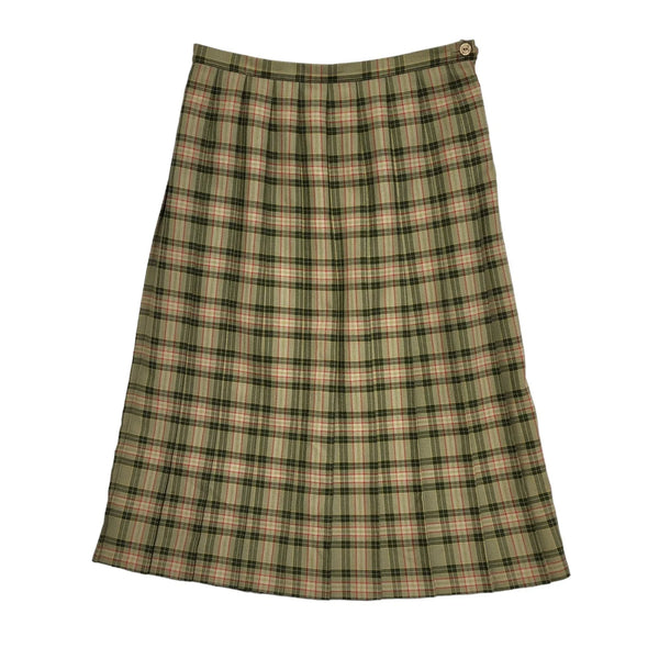 Eastex Vintage 90's Green Red Check Short Pleated Skirt Uk Women's Size 14 W32