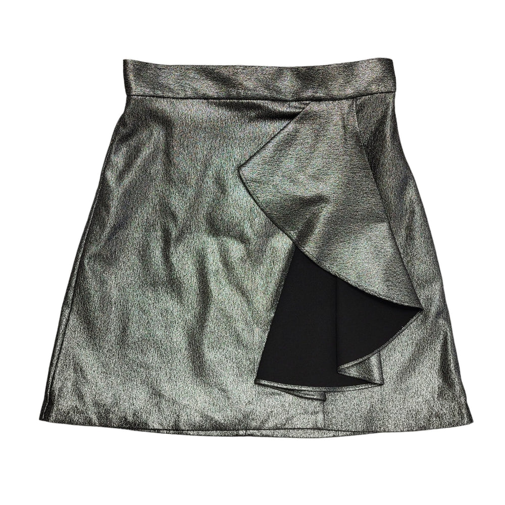 Coast Silver Gun Metal Knee Length Ruffle Skirt Womens UK Size 12 W30 DD695