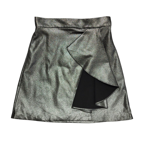 Coast Silver Gun Metal Knee Length Ruffle Skirt Womens UK Size 12 W30 DD695