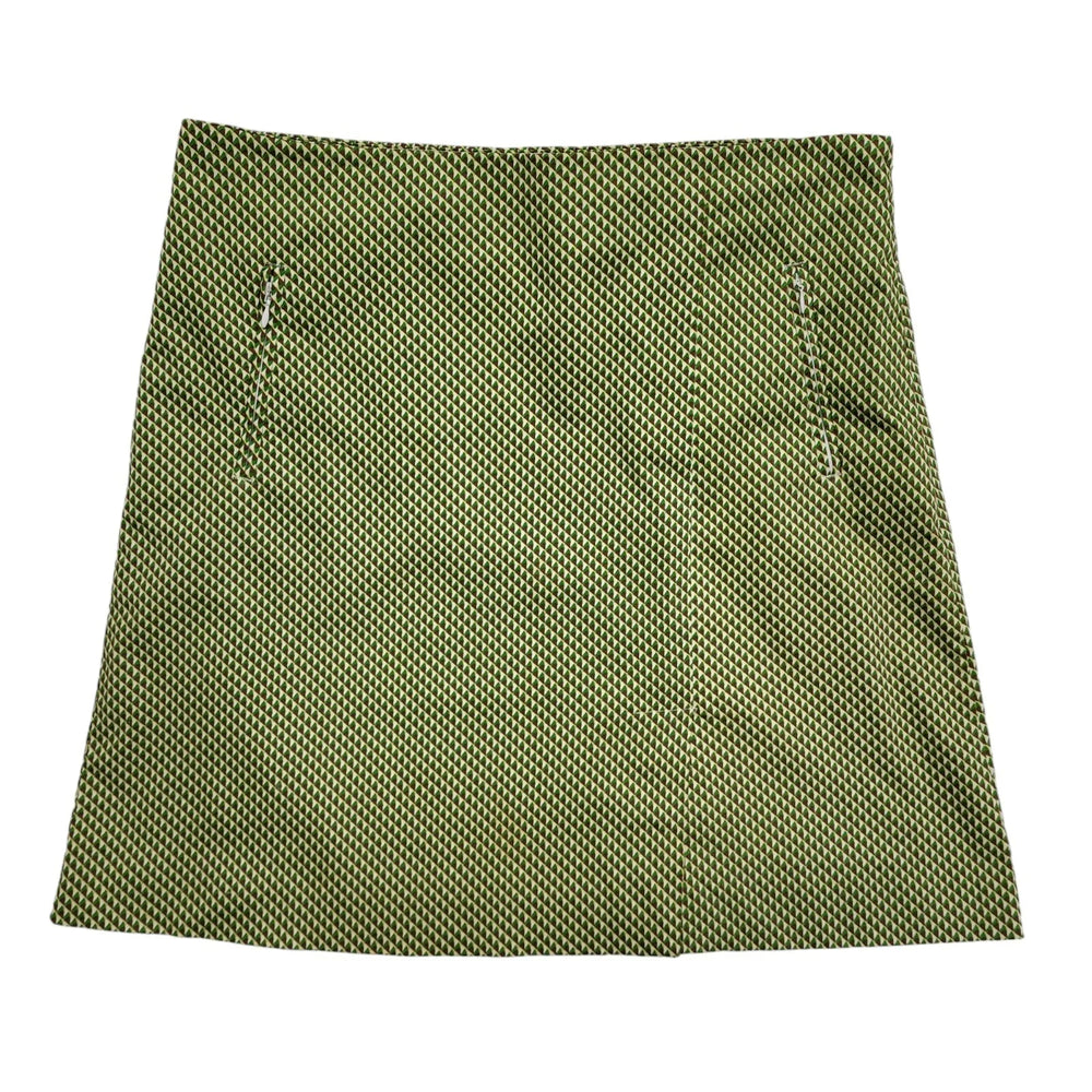 Cortefiel Green,White & Brown Geometric Skirt Womens UK Size 12 W31 CC741