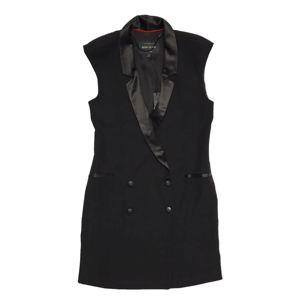 River Island Sleeveless Jacket Dress Black Button Uk Women's 6/8 EU 34 BNWT L275