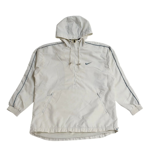 Nike Y2k White Pullover Over-sized Hooded Jacket Uk Women's Size M (8-10)
