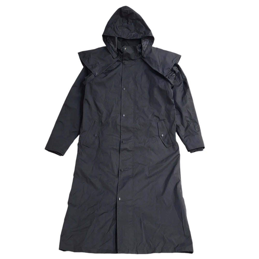 Cotton Traders Black Zip & Snap Stockman Raincoat Uk Men's Size Medium EE330