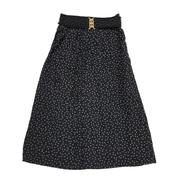 St Michael 80's Vintage Black Micro Floral Midi Skirt Women's Size 12 W30
