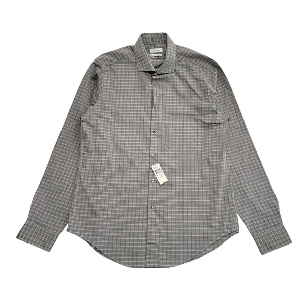 Calvin Klein Grey Check Slim Fit Shirt Uk Men's Size L Bnwt CC168