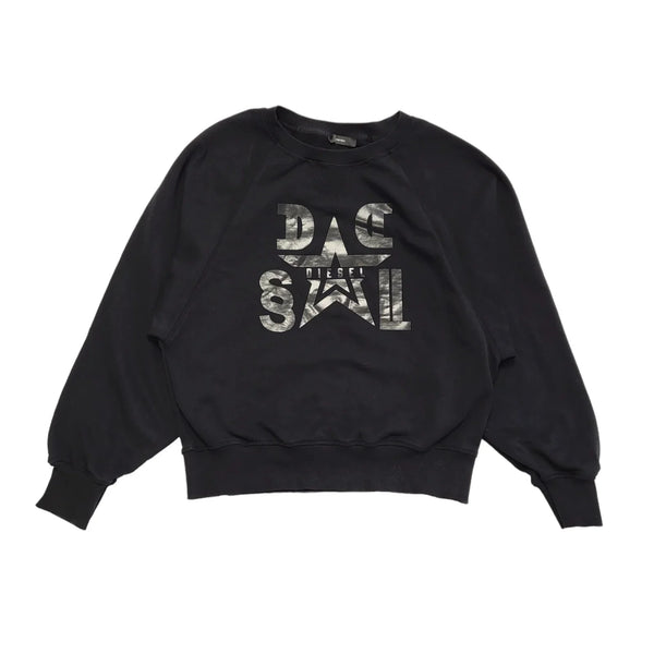 Diesel Black Oversized  Sweatshirt Crew Neck Long Sleeve Womens UK L CC778