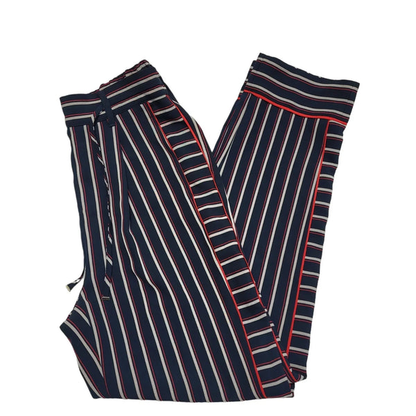 Tommy Hilfiger Blue Tapered Striped Trousers Womens UK Size S W26 L27 DD715