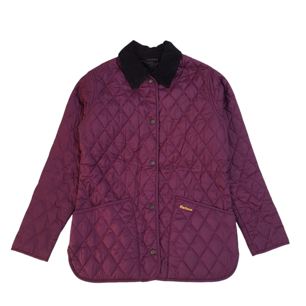 Barbour Shaped Liddlesdale Purple Quilted Jacket Uk Women's Size 8 EE294