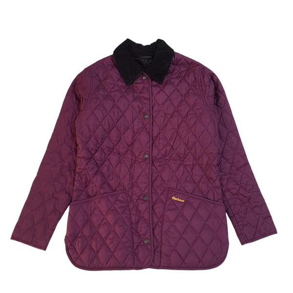 Barbour Shaped Liddlesdale Purple Quilted Jacket Uk Women's Size 8 EE294