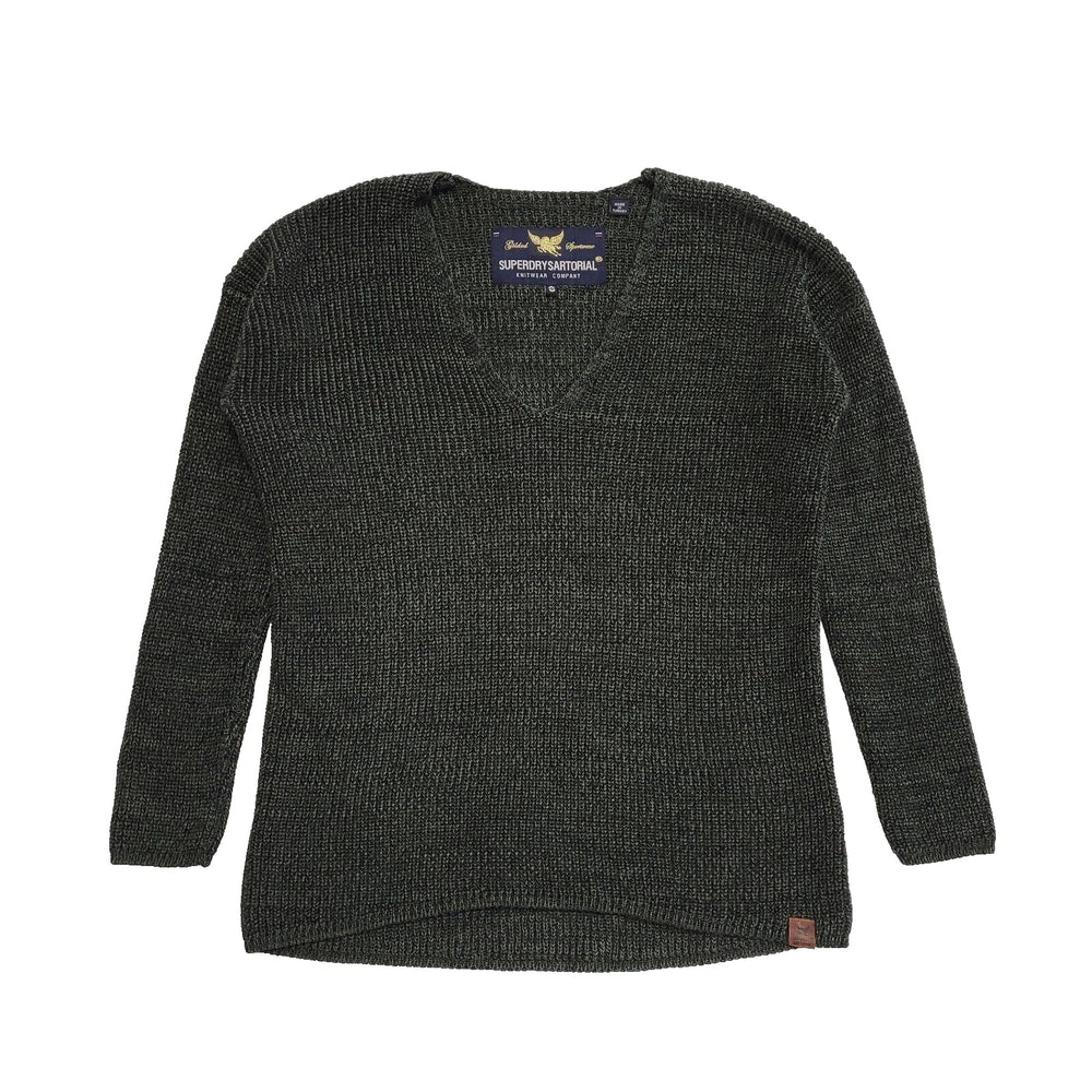 Superdry Sartorial Green V-Neck Knitwear Jumper uk Women's S 8 K268