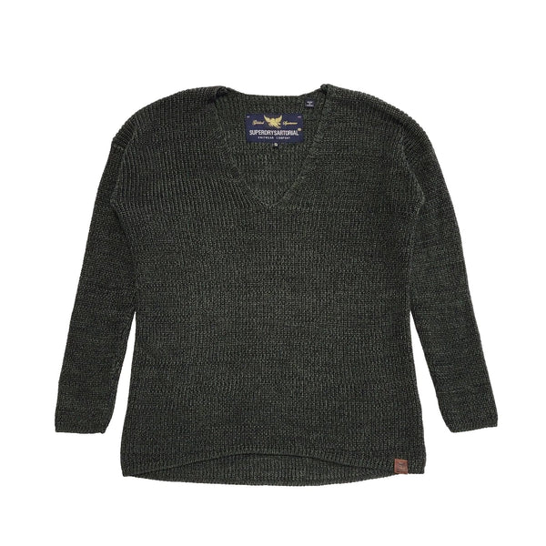 Superdry Sartorial Green V-Neck Knitwear Jumper uk Women's S 8 K268