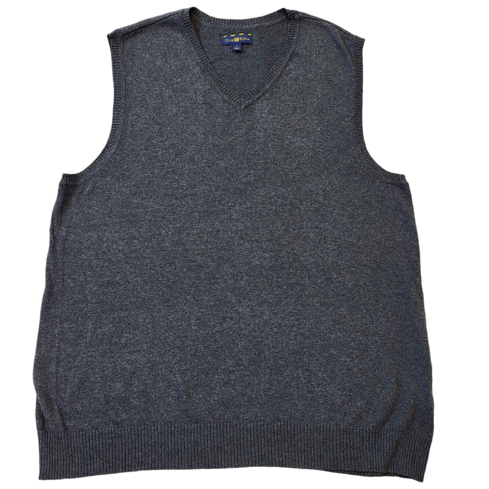 Club Room 90s Vintage Grey Cotton Sweater Vest Men's Size L