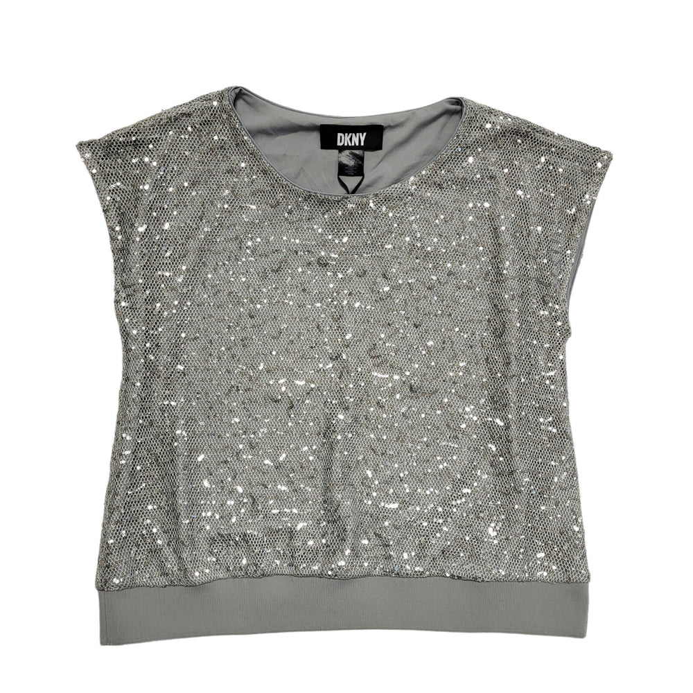 DKNY Silver Sequined Sleeveless Top Womens UK XL DD666