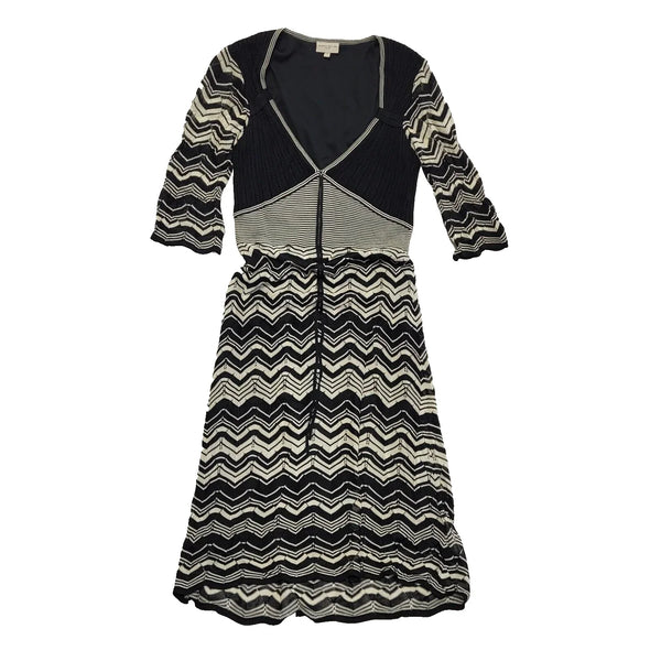 Karen Millen Long Sleeve Bodycon Dress Black White Uk Women's S L680