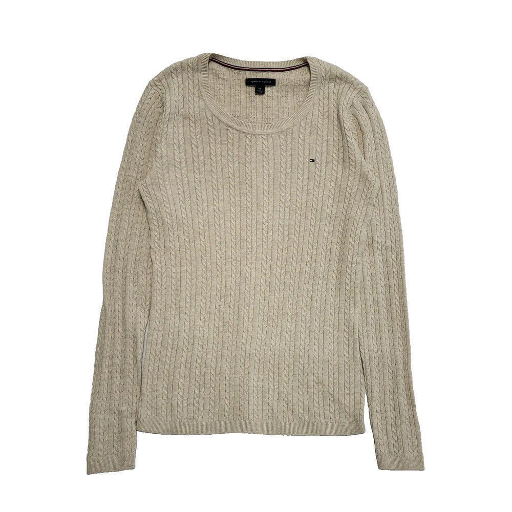 Tommy Hilfiger Beige Cable Knit Jumper Uk Women's Small K154