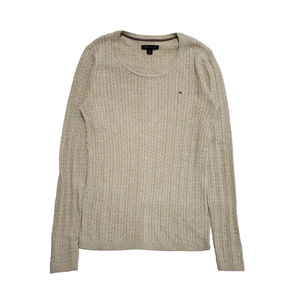 Tommy Hilfiger Beige Cable Knit Jumper Uk Women's Small K154