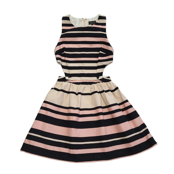 Topshop Pink Black Striped A-Line Dress Uk Women's Size 8 Bnwt DD104