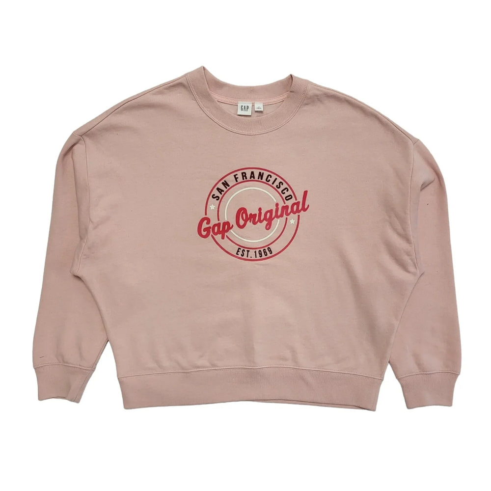 Gap Oversized Sweatshirt Crew Neck Long Sleeve Pink Womens Size XS DD23