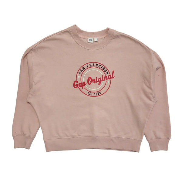 Gap Oversized Sweatshirt Crew Neck Long Sleeve Pink Womens Size XS DD23