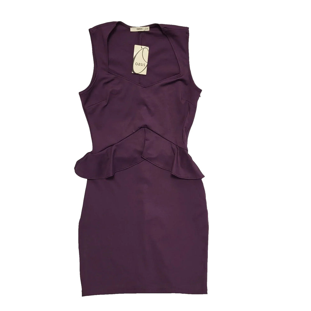 Oasis Purple Sleeveless Peplum Bodycon Dress Uk Women's S 8 Bnwt L293