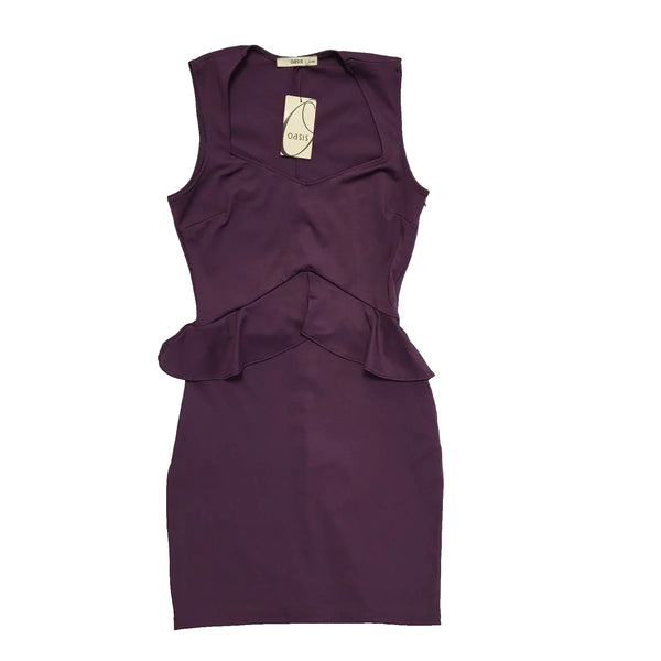 Oasis Purple Sleeveless Peplum Bodycon Dress Uk Women's S 8 Bnwt L293