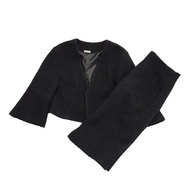E-Basics 90s Vintage Black 2 Piece Skirt Suit Uk Women's Size 16 W34