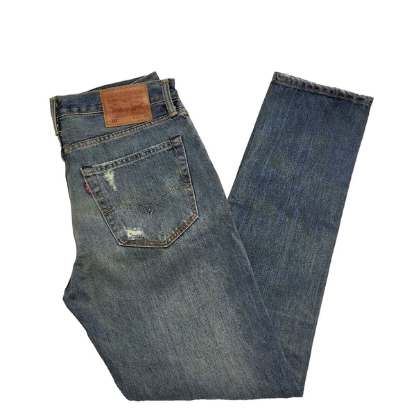 Levi's 522 Faded Blue Straight Leg Zip Fly Denim Jeans Men's M W31 L32 K276