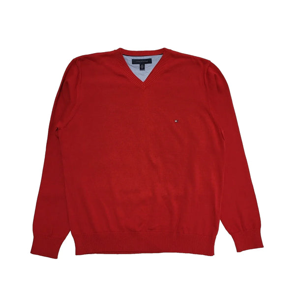 Tommy Hilfiger Red Long Sleeve Knit V-Neck Jumper Men's UK L EU 54 K1