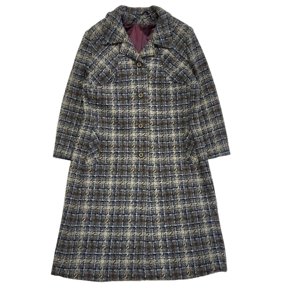 Snugkoat Blue Grey 80s Vintage Wool Button Coat Uk Women's Size 18