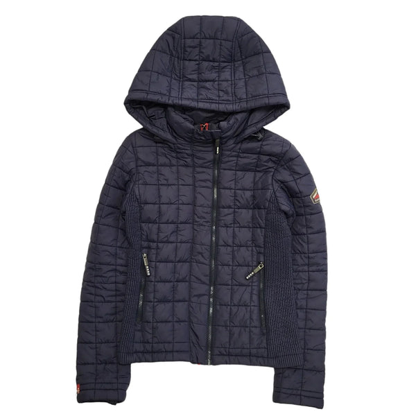 Superdry Fuji Hooded Jacket Navy Blue Zipped Women's UK S 8 EU 36 L34