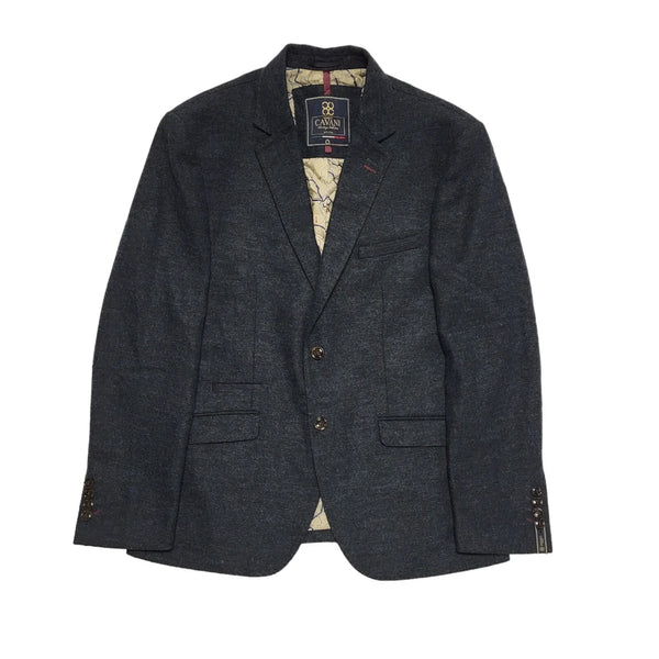 Cavani Blue Wool Tweed Slim Fit Collared Suit Blazer Jacket uk Men's L H726