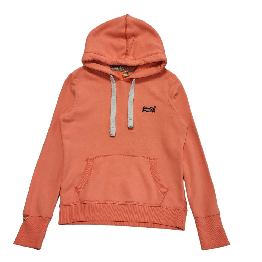 Superdry Orange Sports Hoodie Drawstring Pullover Womens UK Size M DD602