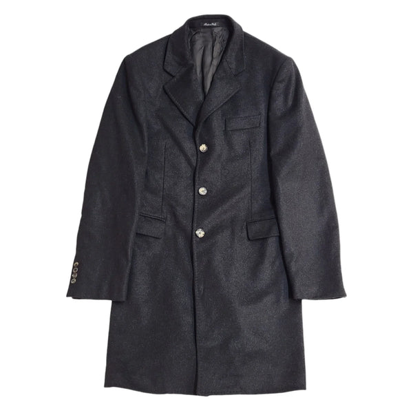 Fradi Black Wool Button-Up Overcoat Uk Men's Size Large EE299