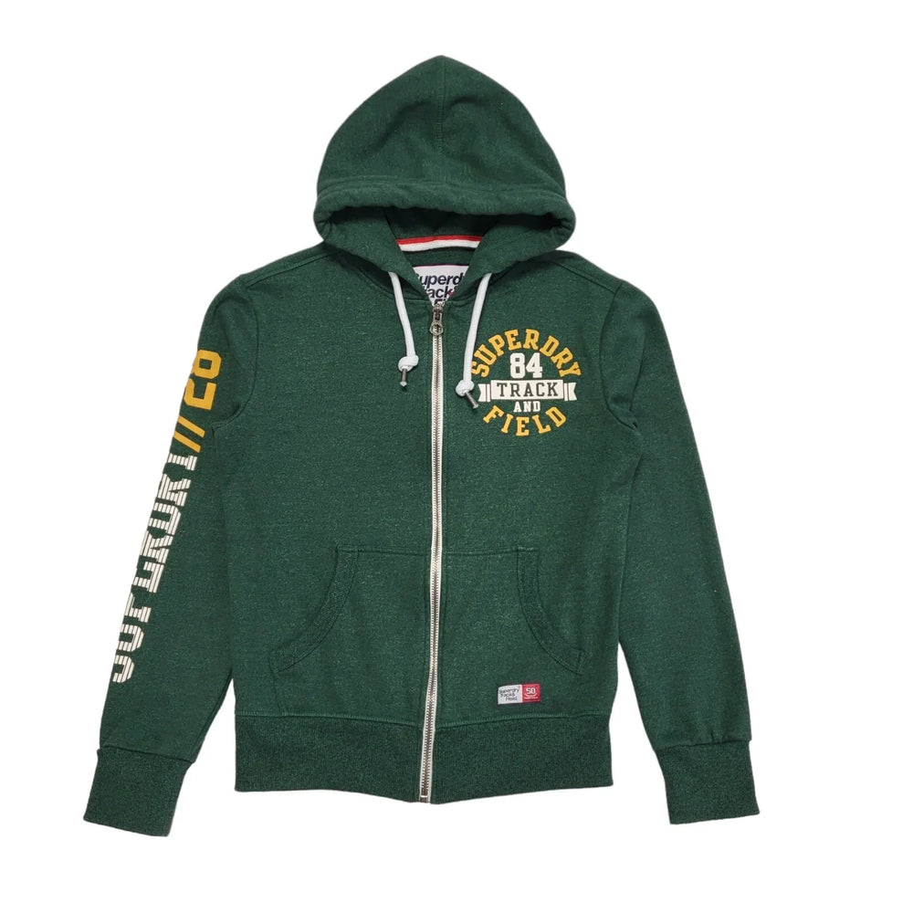 Superdry Green Drawstring Zipped Sweatshirt Hoodie Uk Men's Size S D201
