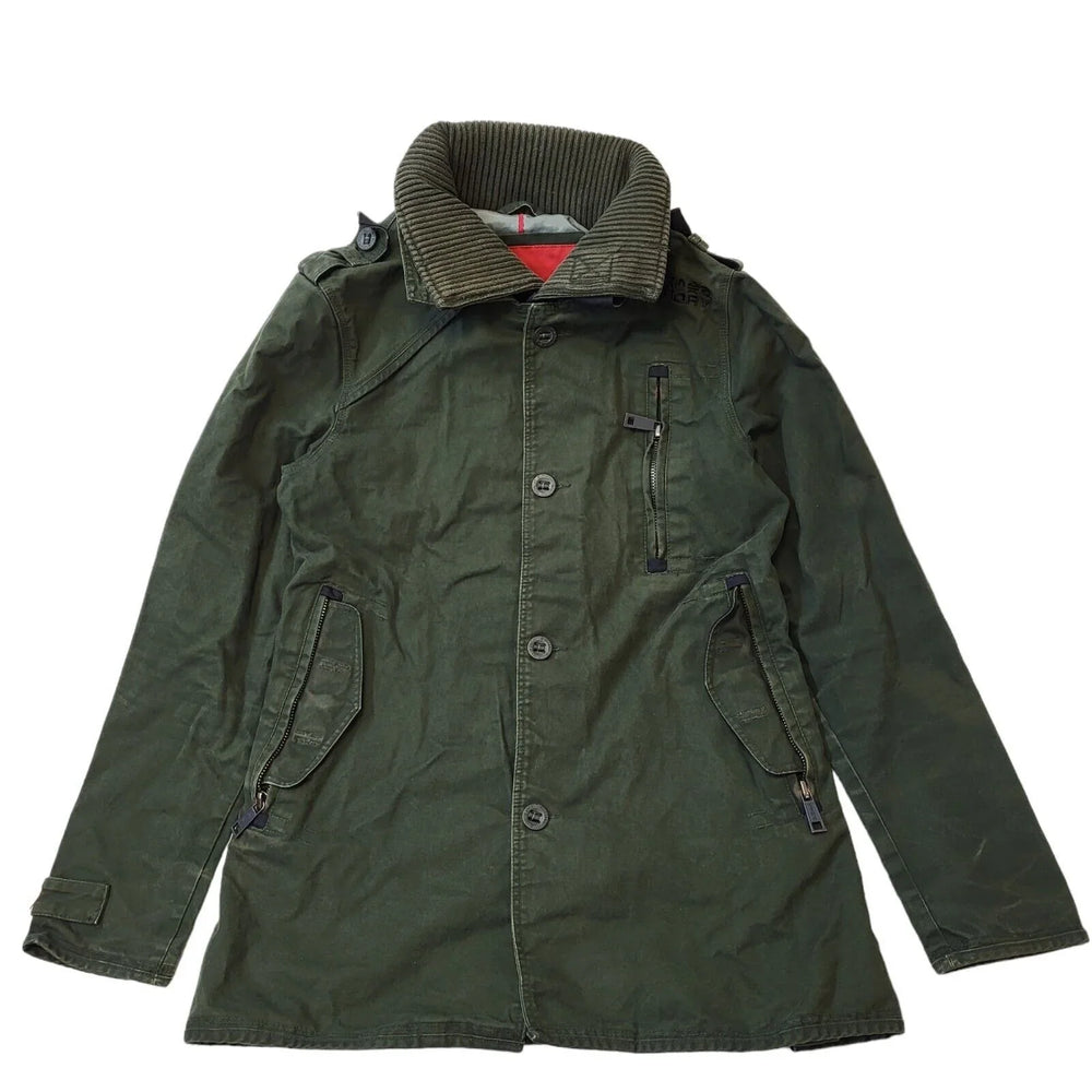 Superdry Double Black Label Green Hooded Jacket Uk Men's Medium G709