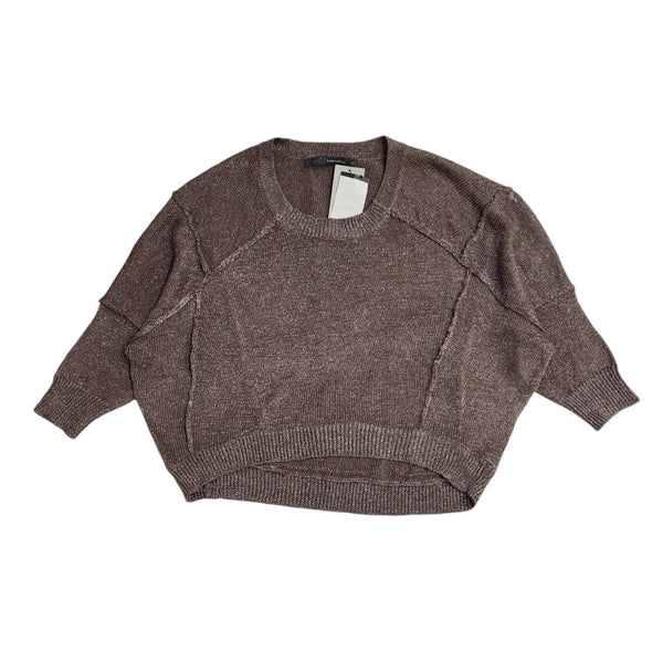 Next Brown Sparkly Short Sleeve Jumper BNWT Womens UK 12 EE334