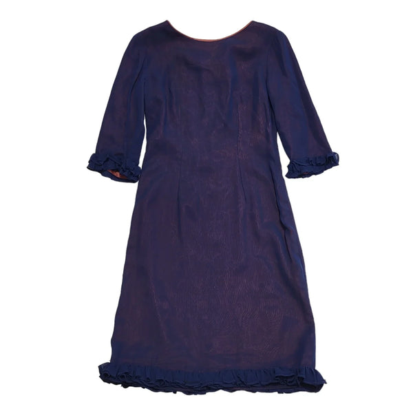 50s Vintage 3/4 Sleeve Navy/Purple Shift Dress Women's Size 10